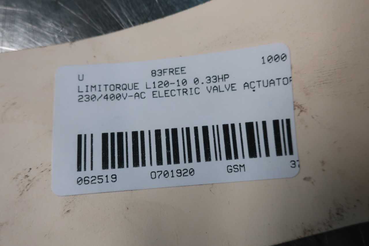 LIMITORQUE L120-10 0.33HP 230/400V-AC ELECTRIC VALVE ACTUATOR - VALVES