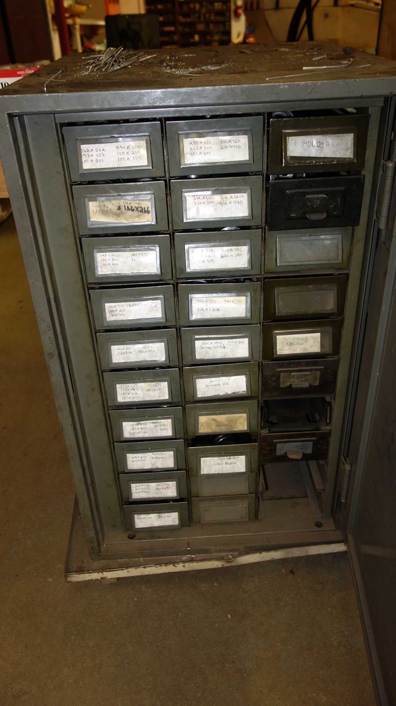 ROLLING MOBILE CABINET WITH ASSORTED PUNCHES AND DIES