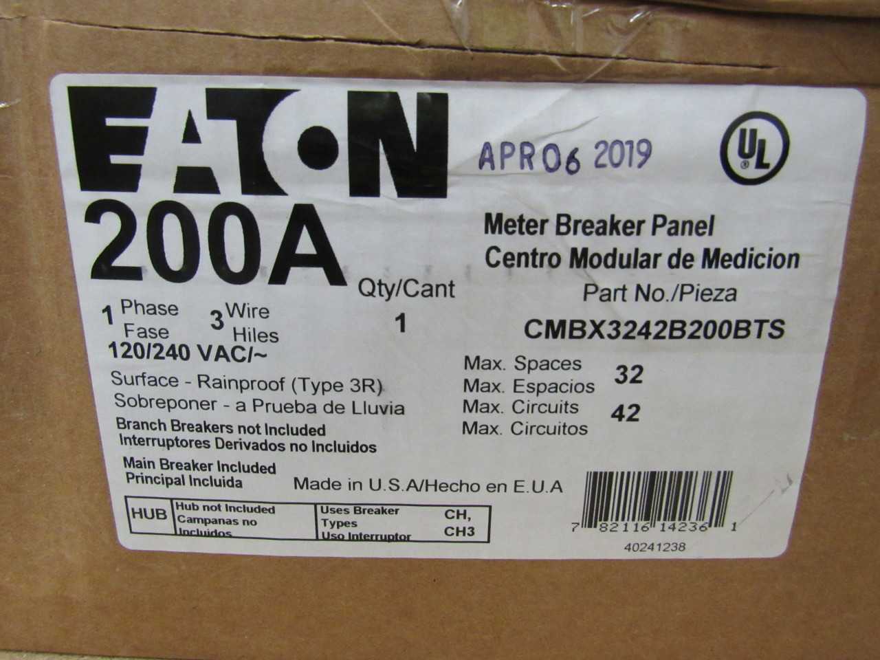 Quantity of 3x CMBX3242B200BTS Electrical Panel/Loadcenter/Switchboards - ELECTRICAL COMPONENTS Quantity of 3x CMBX3242B200BTS Electrical Panel/Loadcenter/Switchboards - ELECTRICAL COMPONENTS
