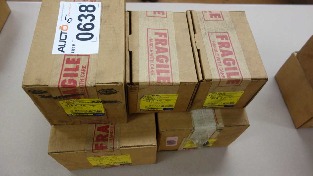 LOT OF 5 ASSORTED SQUARE D CIRCUIT BREAKERS - CIRCUIT BREAKERS