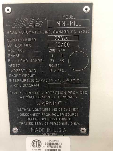 2000 Haas Mini Mill - MISCELLANEOUS