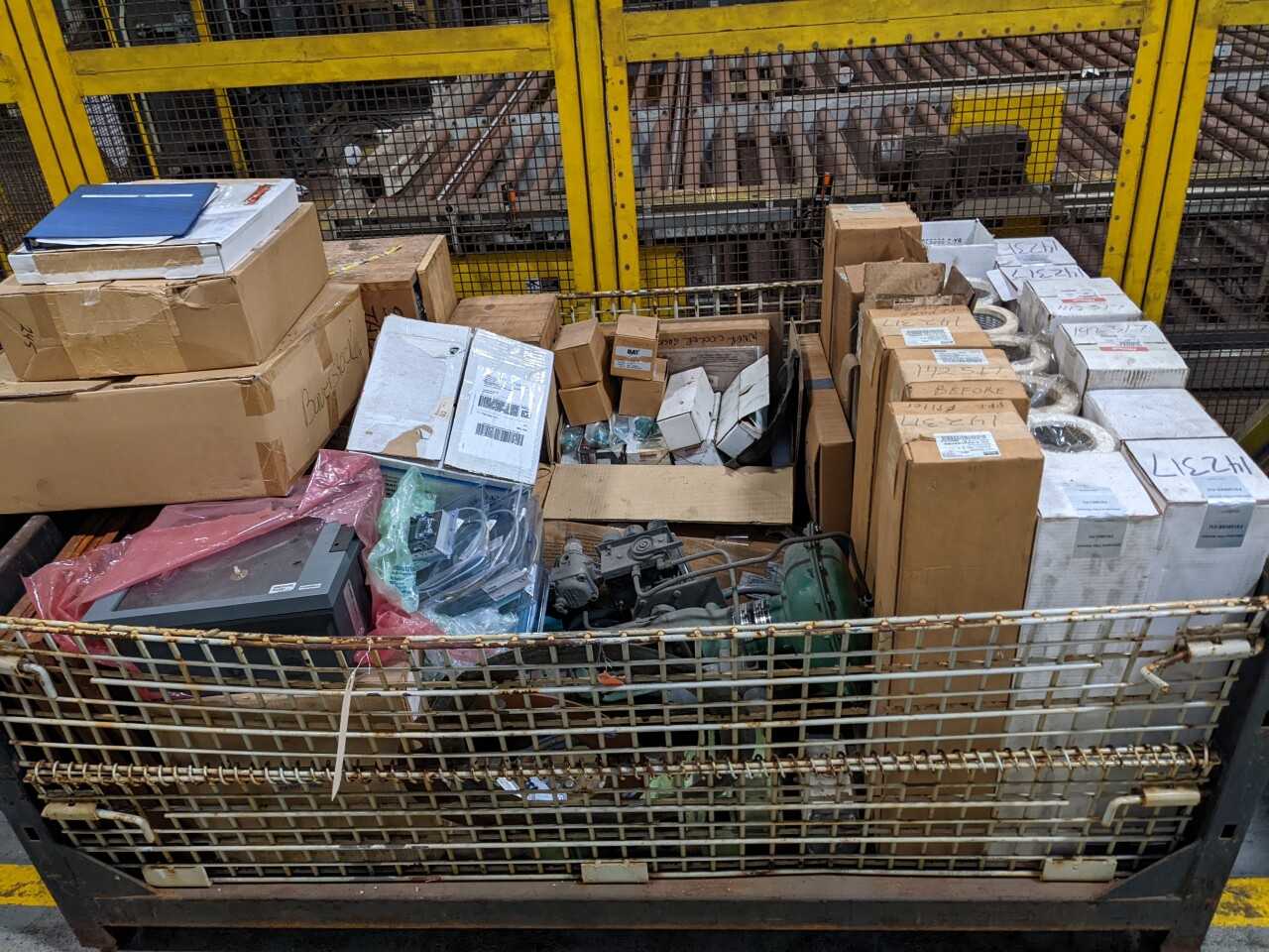 CRATE OF ASSORTED ELECTRICAL MRO, PROBES, SOLENOID VALVES, FILTERS, FISHER CONTROL VALVE, CHART RECORDER, ASCO, PARKER - CONTROL VALVE
