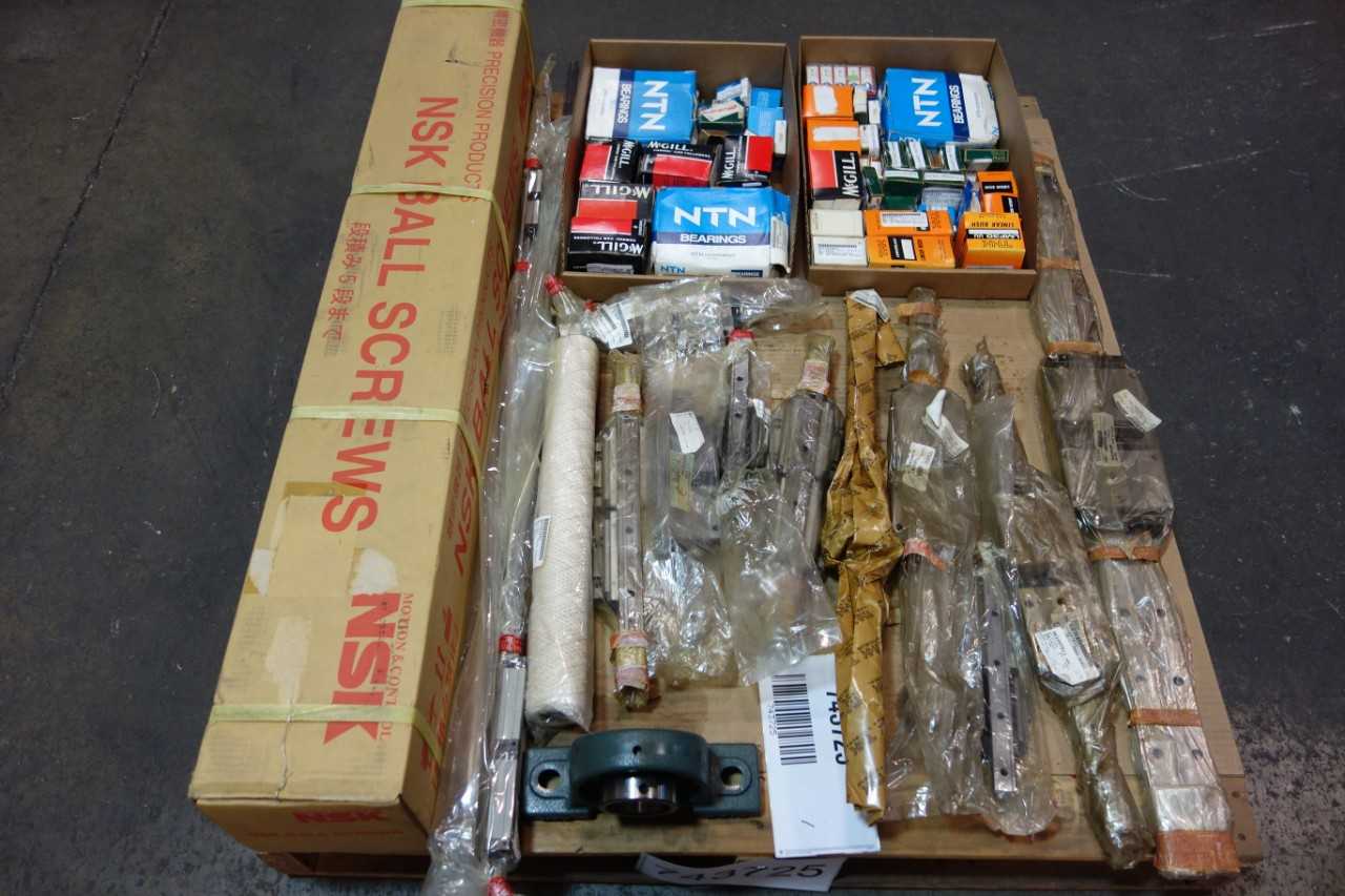 1 PALLET OF ASSORTED BEARINGS, BALL SCREWS, LINEAR BUSH- SKF, NSK, NTN, THK - BEARINGS