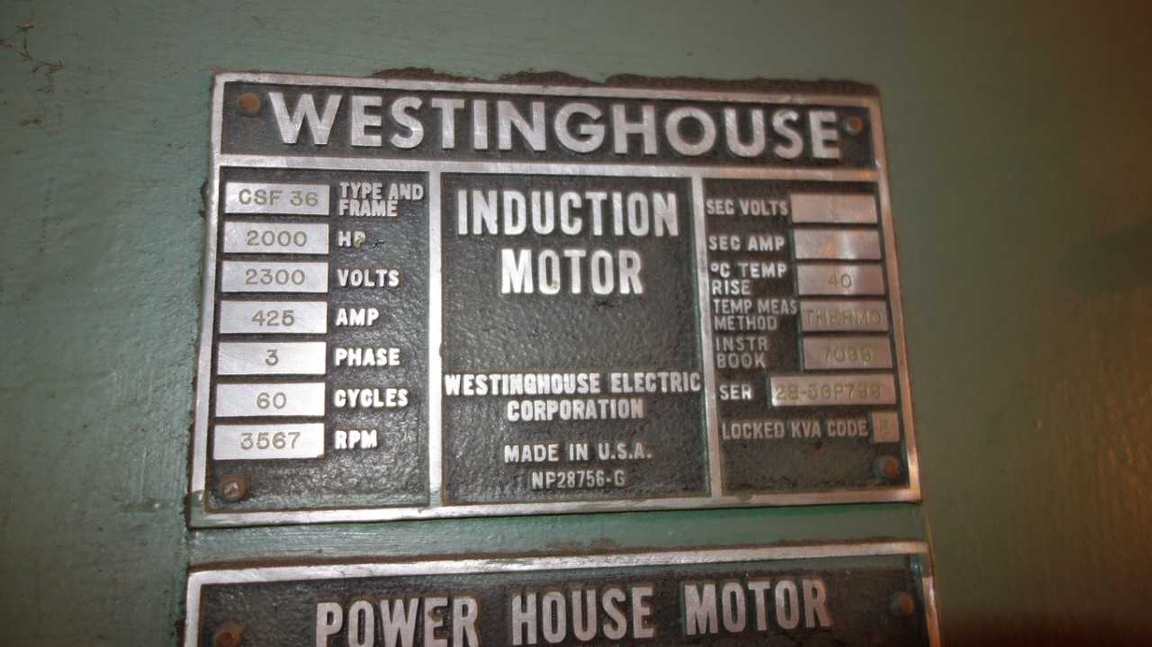 WESTINGHOUSE CSF 36 2000HP 2300V-AC INDUCTION MOTOR - ELECTRIC MOTORS