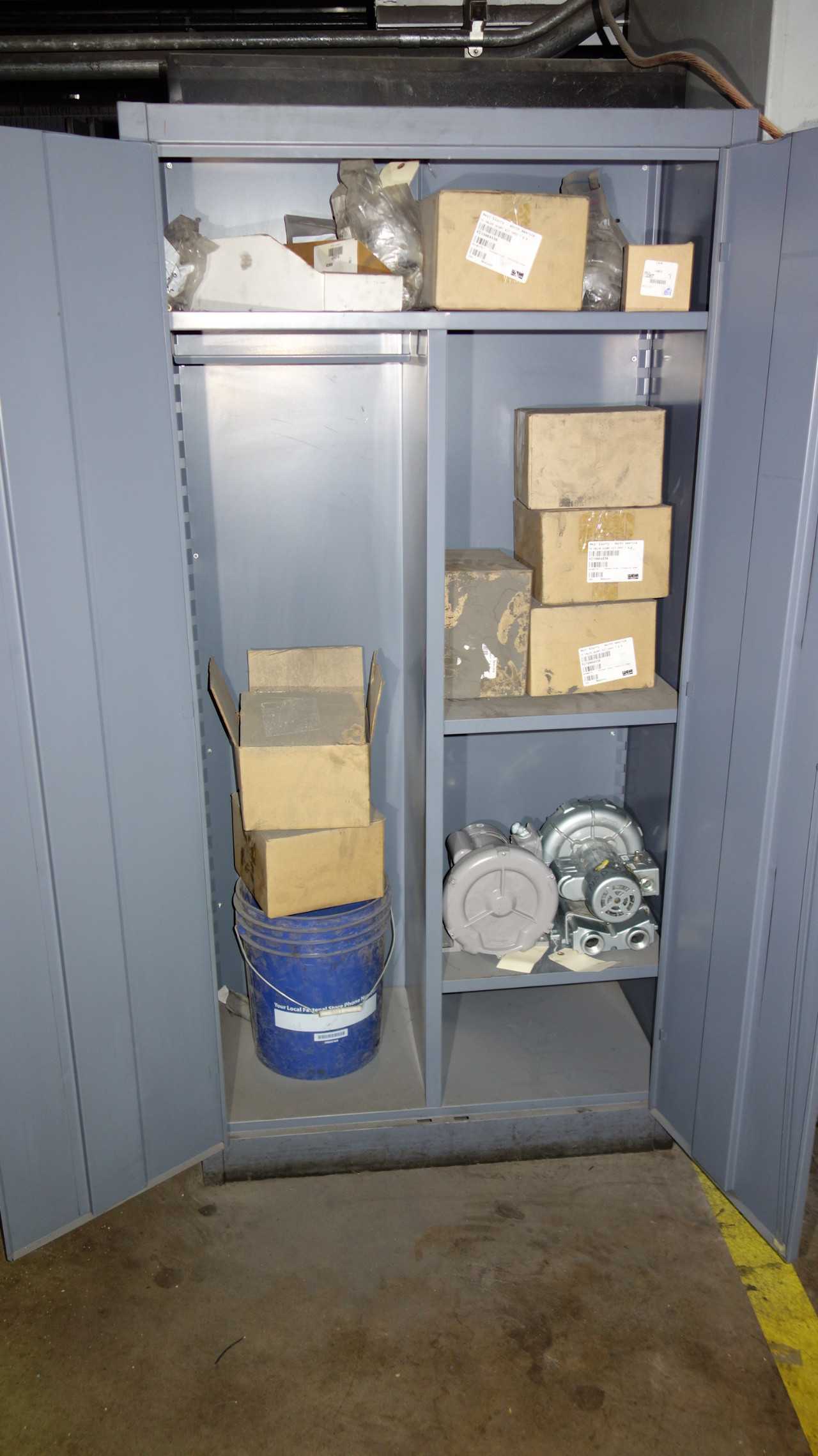 CABINET WITH CONTENTS, REGENERATIVE BLOWERS, VALVES - TOOL STORAGE