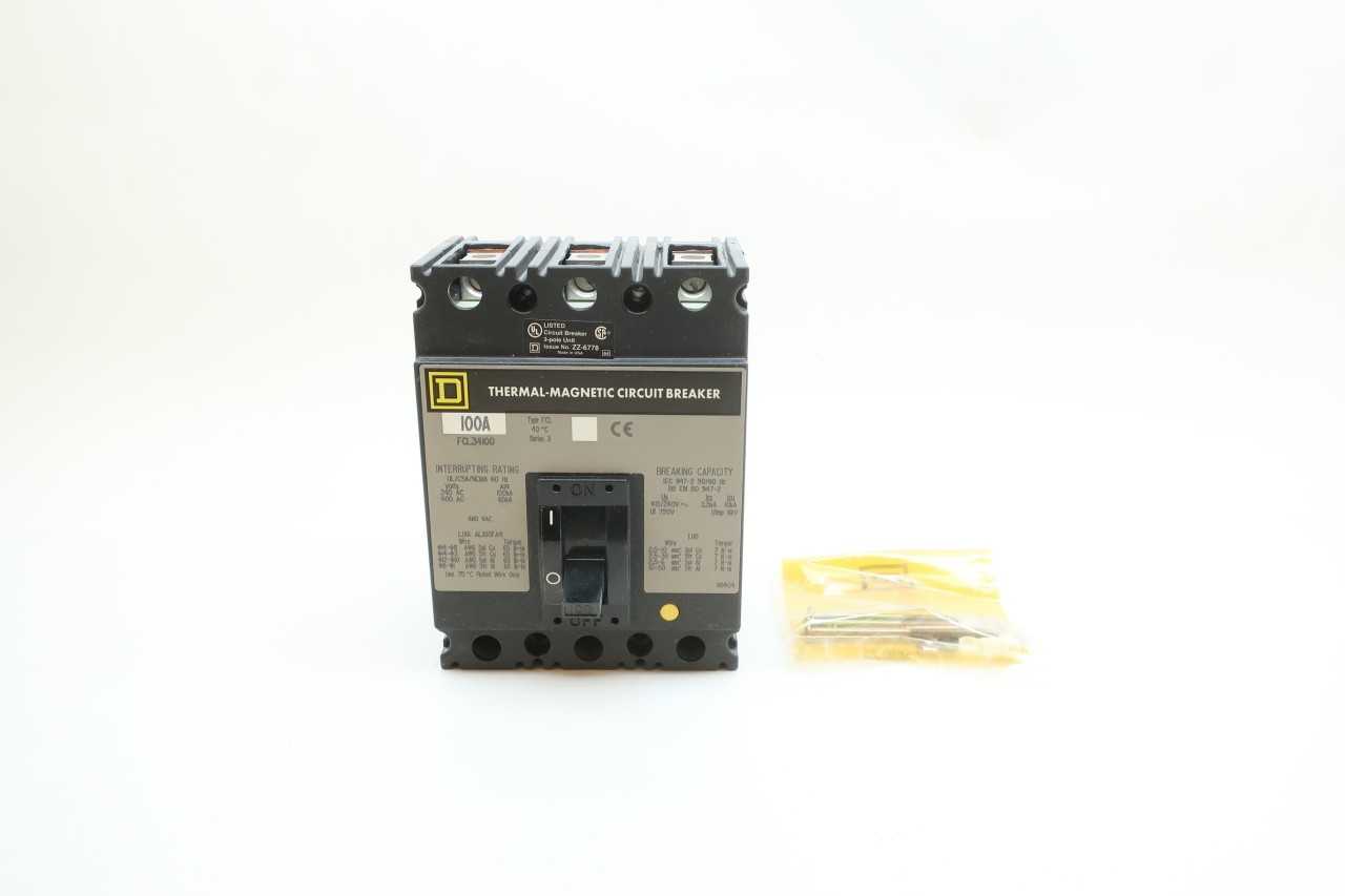 SQUARE D FCL34100 3P 100A AMP 240/480V-AC MOLDED CASE CIRCUIT BREAKER - CIRCUIT BREAKERS SQUARE D FCL34100 3P 100A AMP 240/480V-AC MOLDED CASE CIRCUIT BREAKER - CIRCUIT BREAKERS