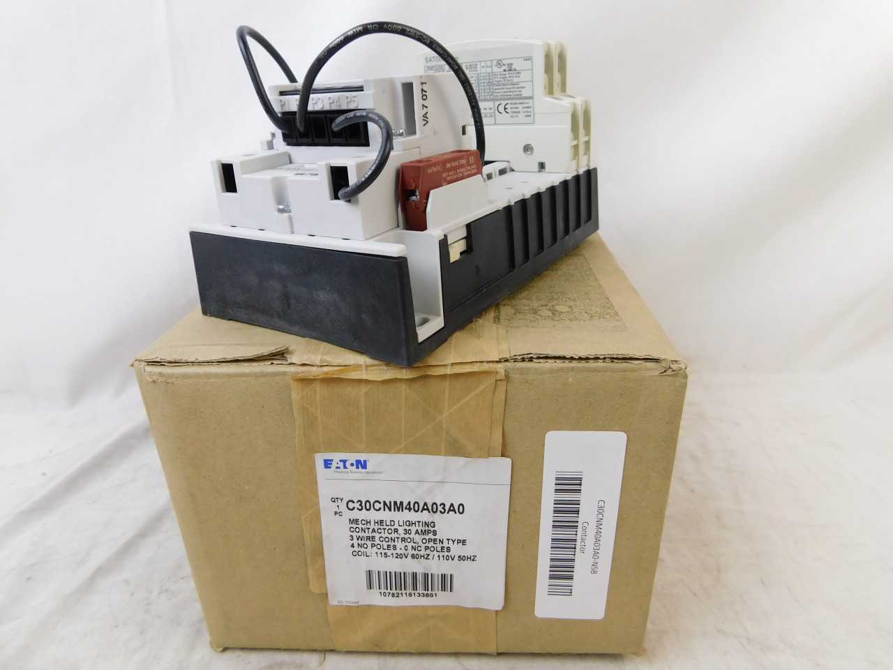 Quantity of 2 New Surplus Eaton C30CNM40A03A0 Lighting Contactor Mechanically Held 4P 30A 120V 4NO - CONTACTORS Quantity of 2 New Surplus Eaton C30CNM40A03A0 Lighting Contactor Mechanically Held 4P 30A 120V 4NO - CONTACTORS