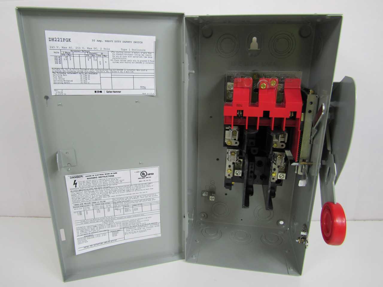 Quantity 3 of Eaton DH221FGK Safety Switch 2P 30A 240VAC 1Ph Fusible - ELECTRICAL COMPONENTS