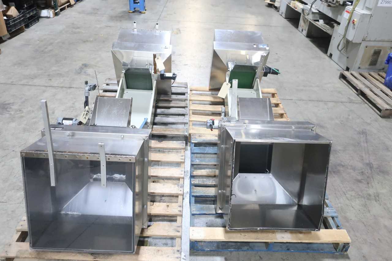 LOT OF 4 ASSORTED HOPPMANN LB3 CRS LB6 T43 STAINLESS FEEDER HOPPERS - HAND TOOLS