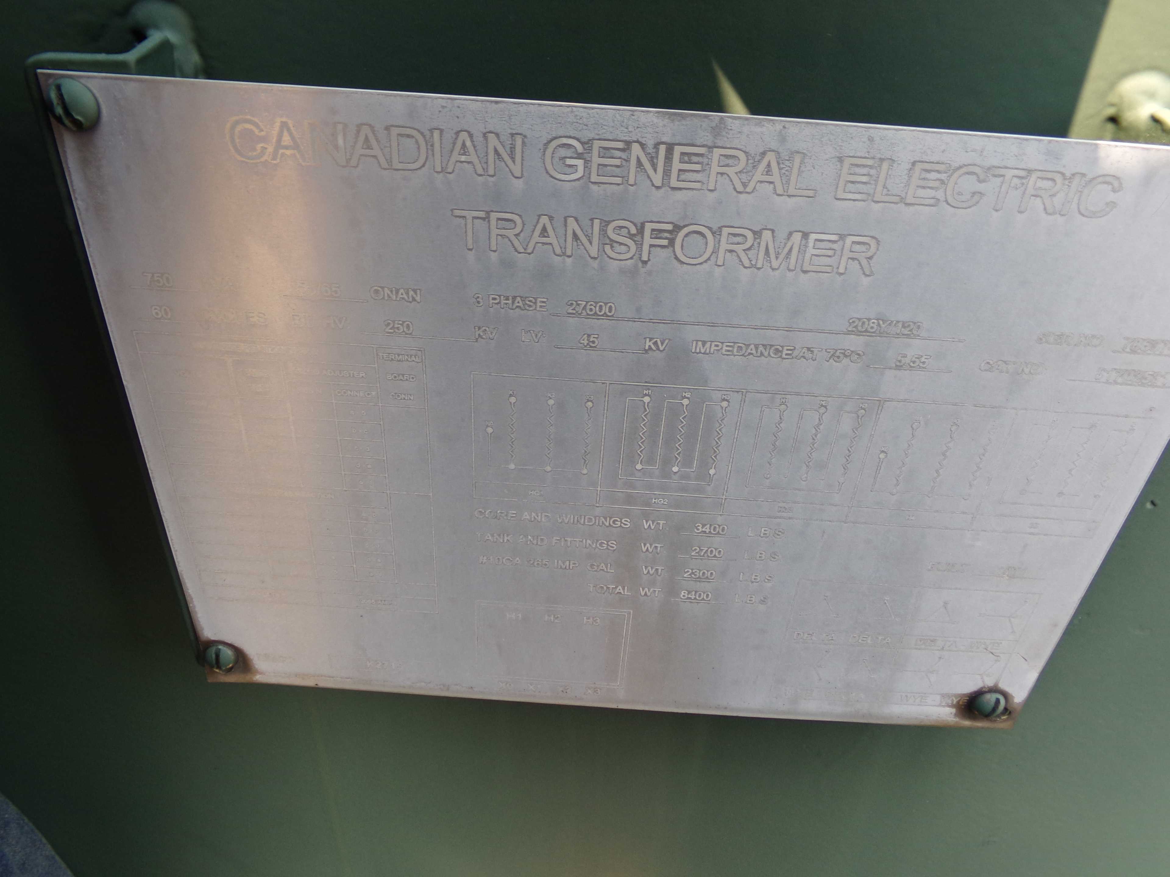 1997 Canadian General Electric 81702531 Transformer - CONTROL TRANSFORMERS