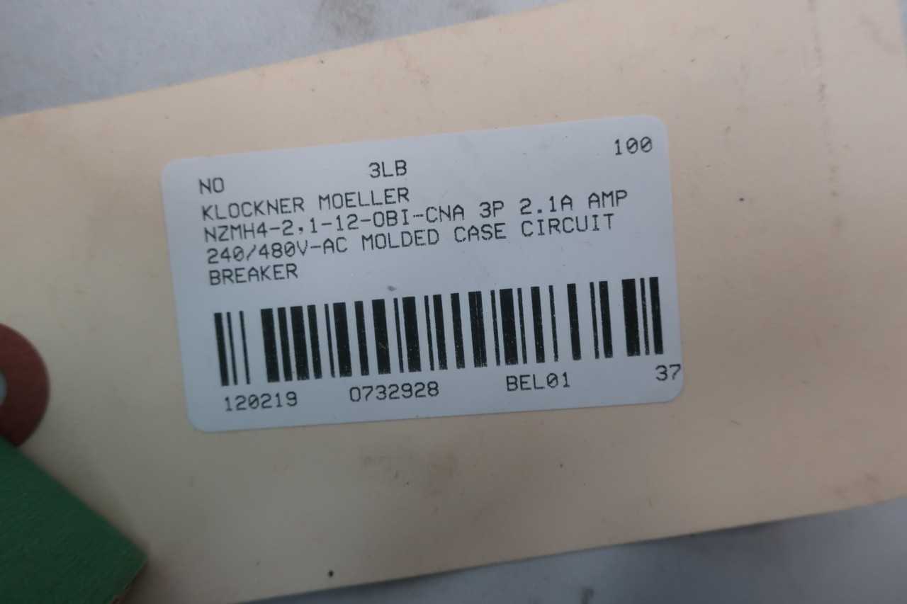 Klockner Moeller NZMH4-2,1-12-OBI-CNA Circuit Breaker 2.1A - CIRCUIT BREAKERS