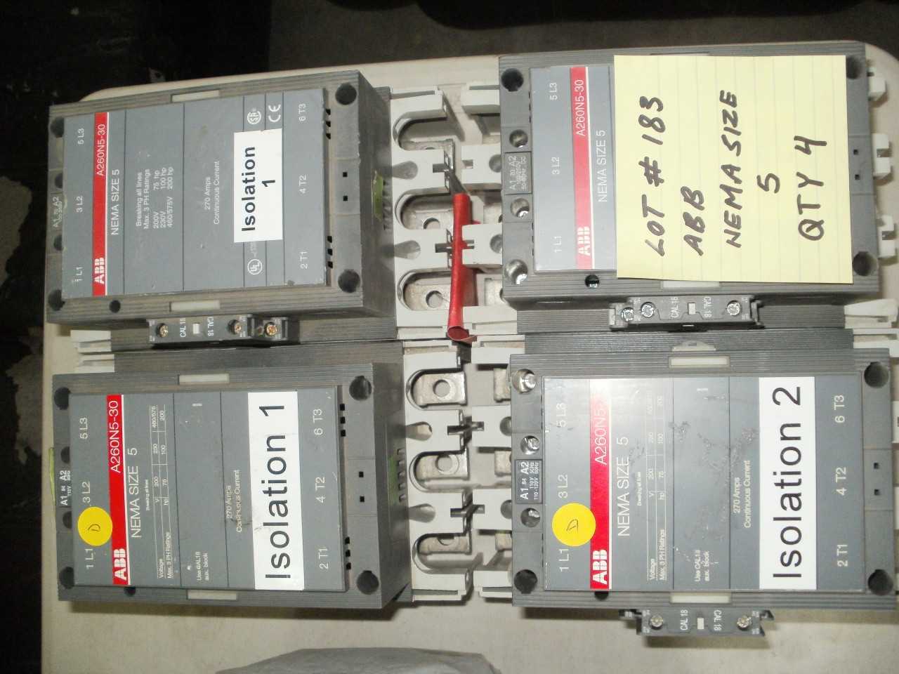 ABB NEMA SIZE 5 CONTACTOR ( QTY. 4 ) - CONTACTORS