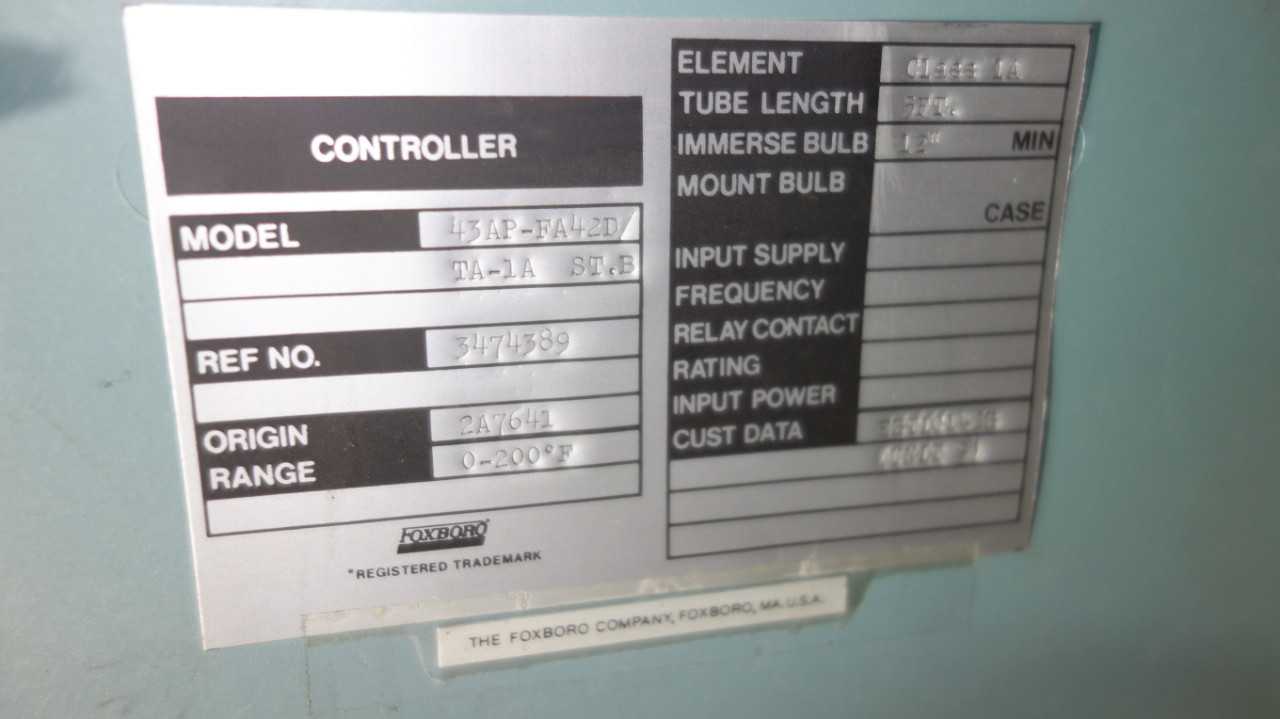 LOT OF 2 FOXBORO 43AP-FA42D PNEUMATIC CONTROLLER - AUTOMATION & CONTROLS