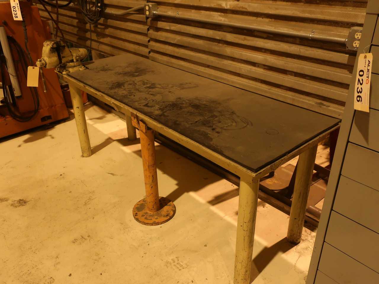 7'x3' steel work bench with Wilton vise - PLANT & FACILITY