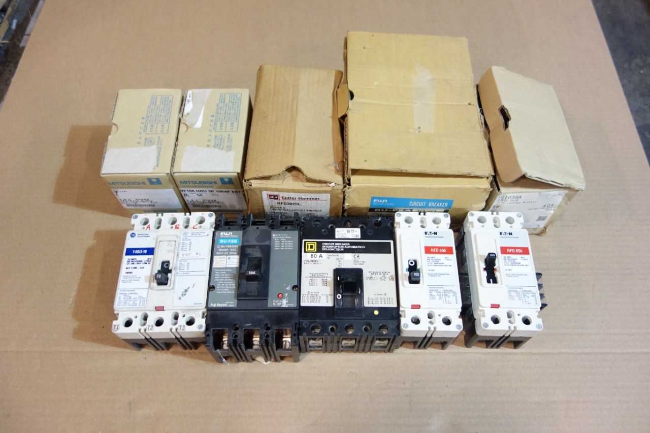 LOT OF 10 ASSORTED ALLEN BRADLEY, FUJI, EATON CIRCUIT BREAKERS - CIRCUIT BREAKERS