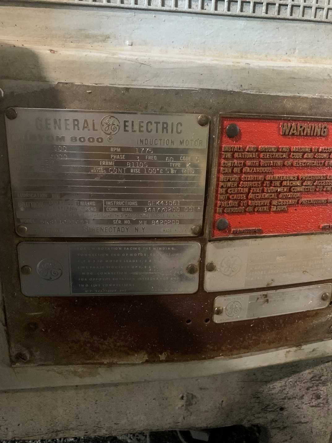 Bulk Lot of GE Electric 300hp Motors (QTY 2) - ELECTRIC MOTORS