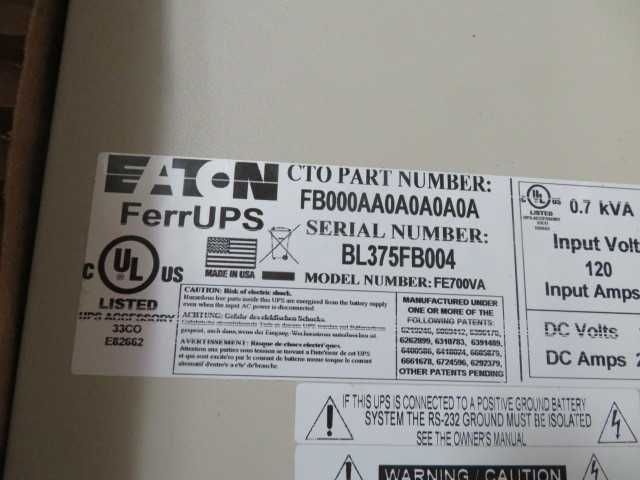 New Eaton Ferrups Power Supply, model FE7OOVA - MISCELLANEOUS
