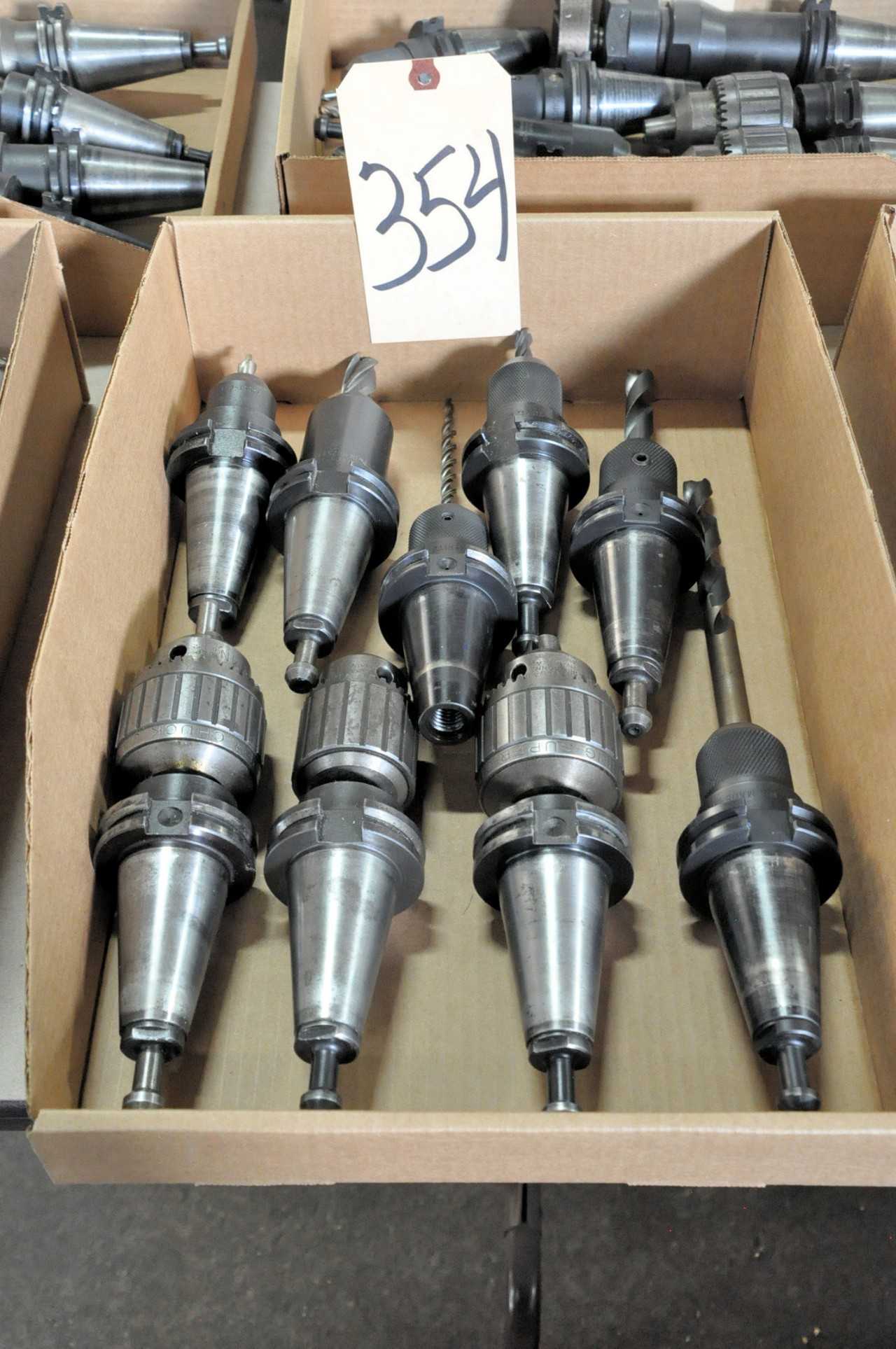 9 CAT40 Taper Tool Holders with Chucks and Cutters in 1 Box - ELECTRIC POWER TOOLS