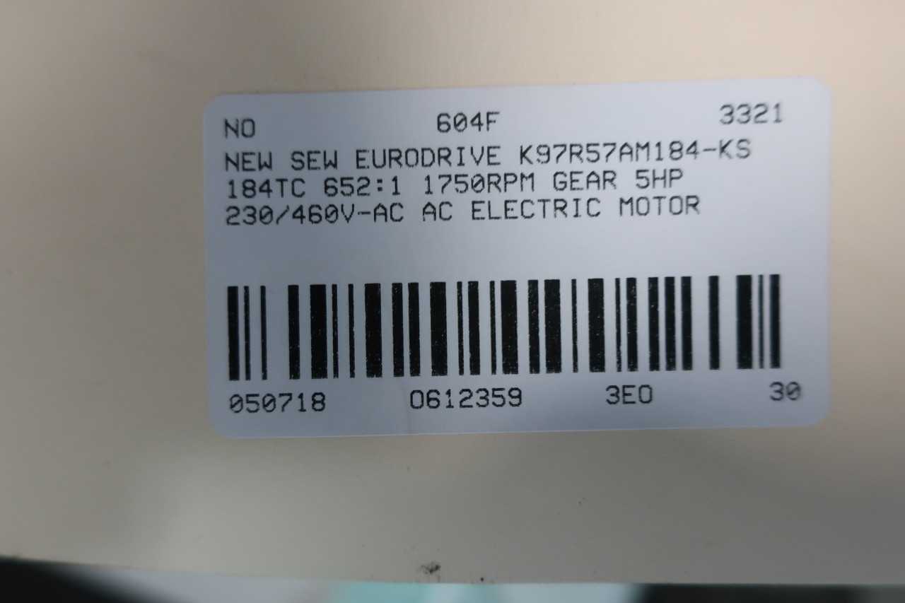 BALDOR VECP3665T K97R57AM184-KS GEAR MOTOR 184TC 652:1 5HP - GEAR REDUCERS