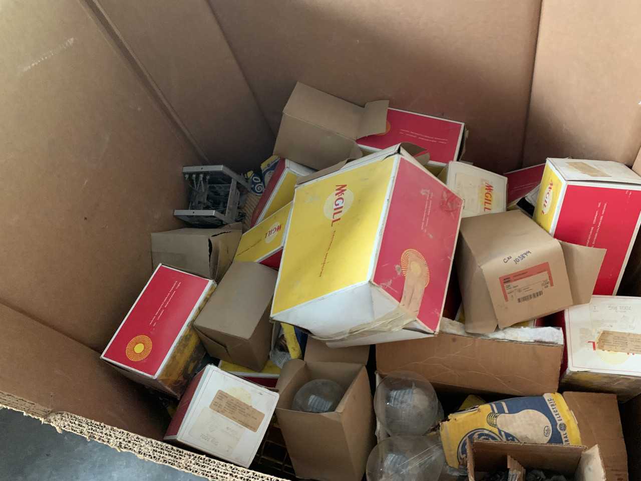 CRATE OF ELECTRICAL AUTOMATION EQUIPMENT PARTS MCGILL LIGHTING ETC. - ELECTRICAL COMPONENTS