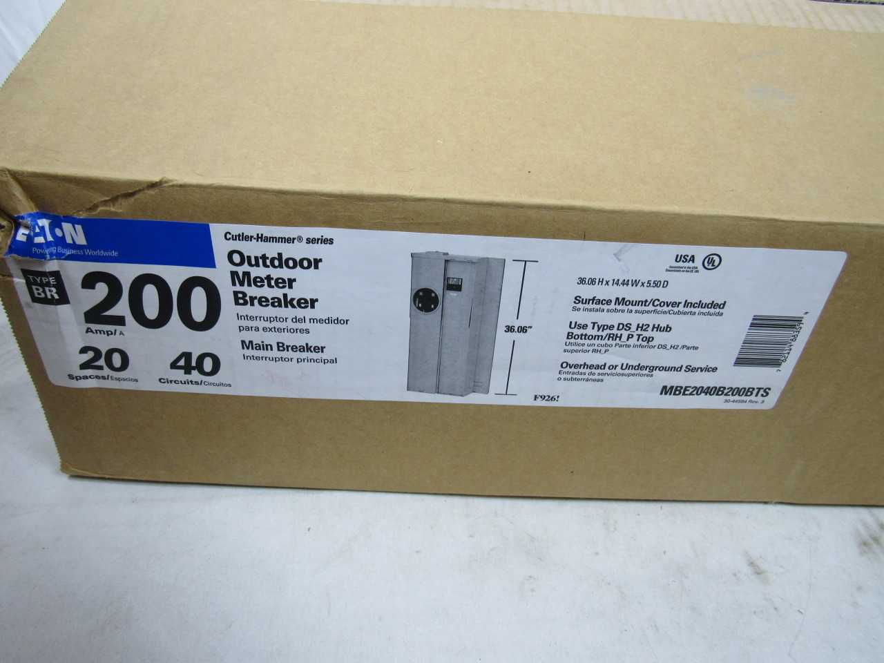 Quantity of 4x MBE2040B200BTS Electrical Panel/Loadcenter/Switchboards - ELECTRICAL COMPONENTS