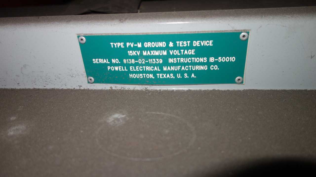 POWELL PV-M SWITCHGEAR GROUND & TEST DEVICE - CIRCUIT BREAKERS