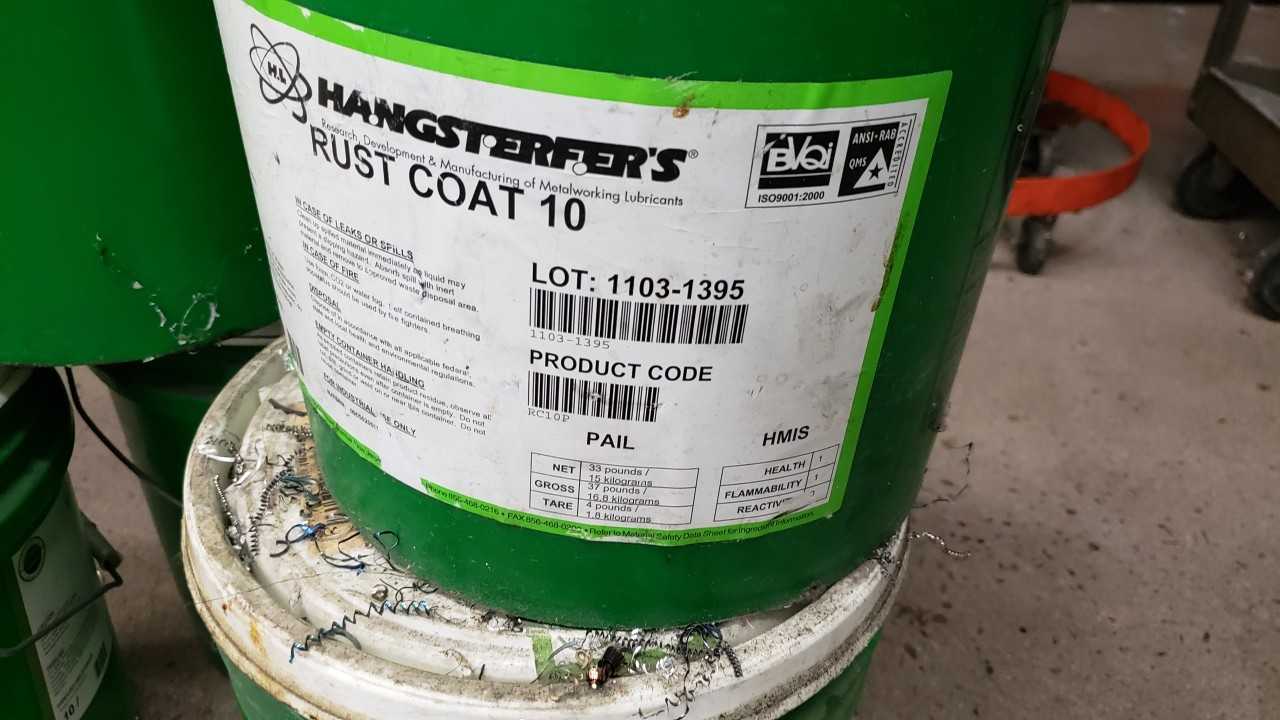 (5) 5 Gallon Containers of Rust Coat 10 - MACHINING ACCESSORIES & TOOLING