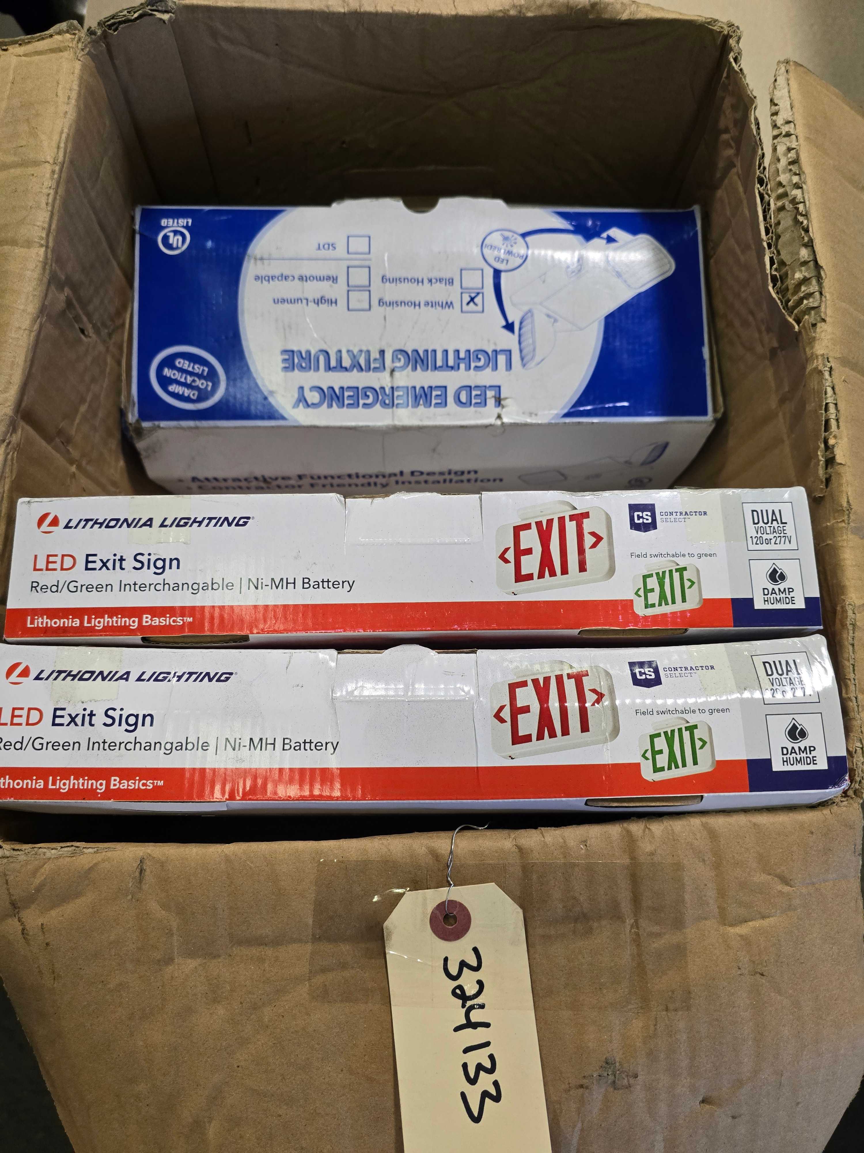 LOT OF EXIT SIGNS & EMERGENCY LIGHTS - ELECTRICAL COMPONENTS LOT OF EXIT SIGNS & EMERGENCY LIGHTS - ELECTRICAL COMPONENTS