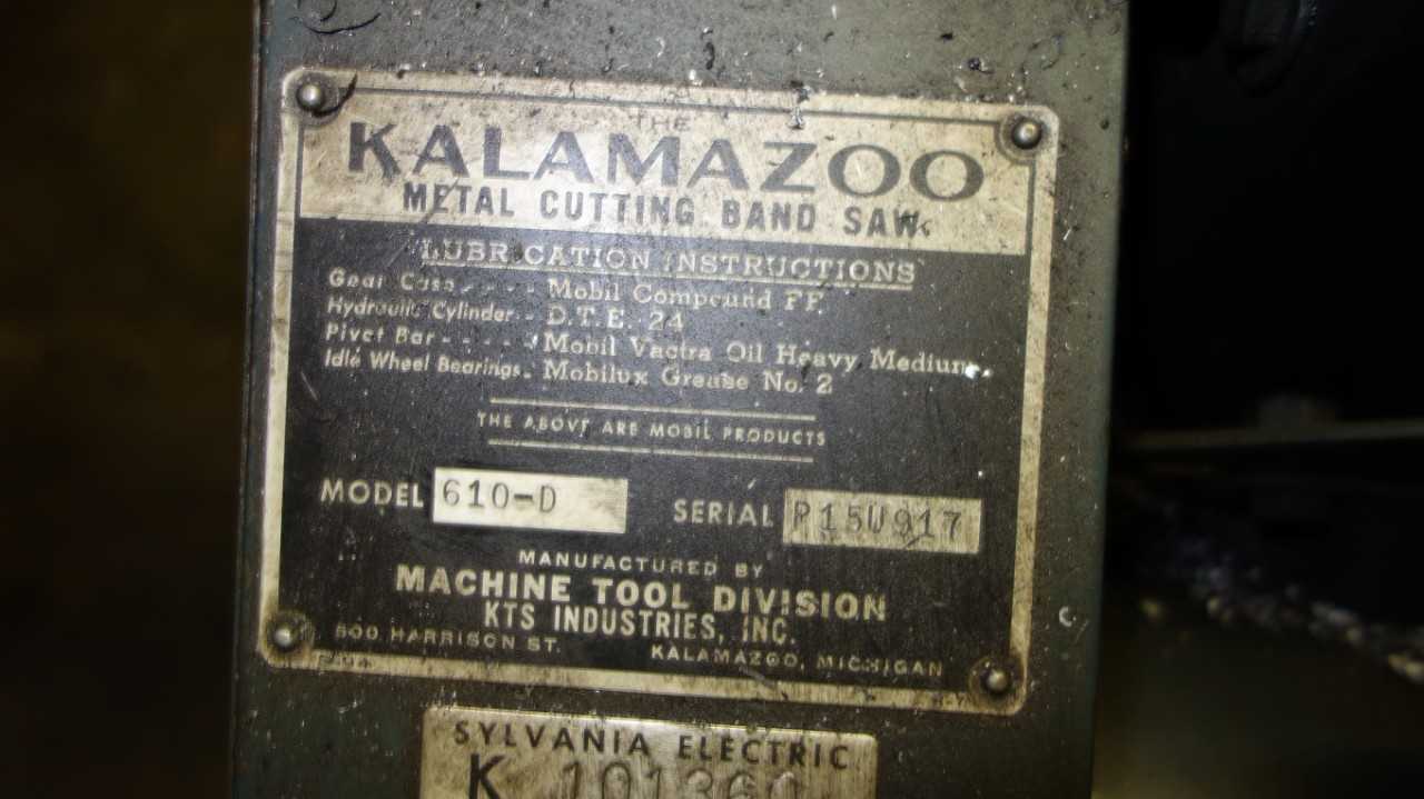 KALAMAZOO 610-D METAL CUTTING BAND SAW 115V-AC - HORIZONTAL BAND SAWS