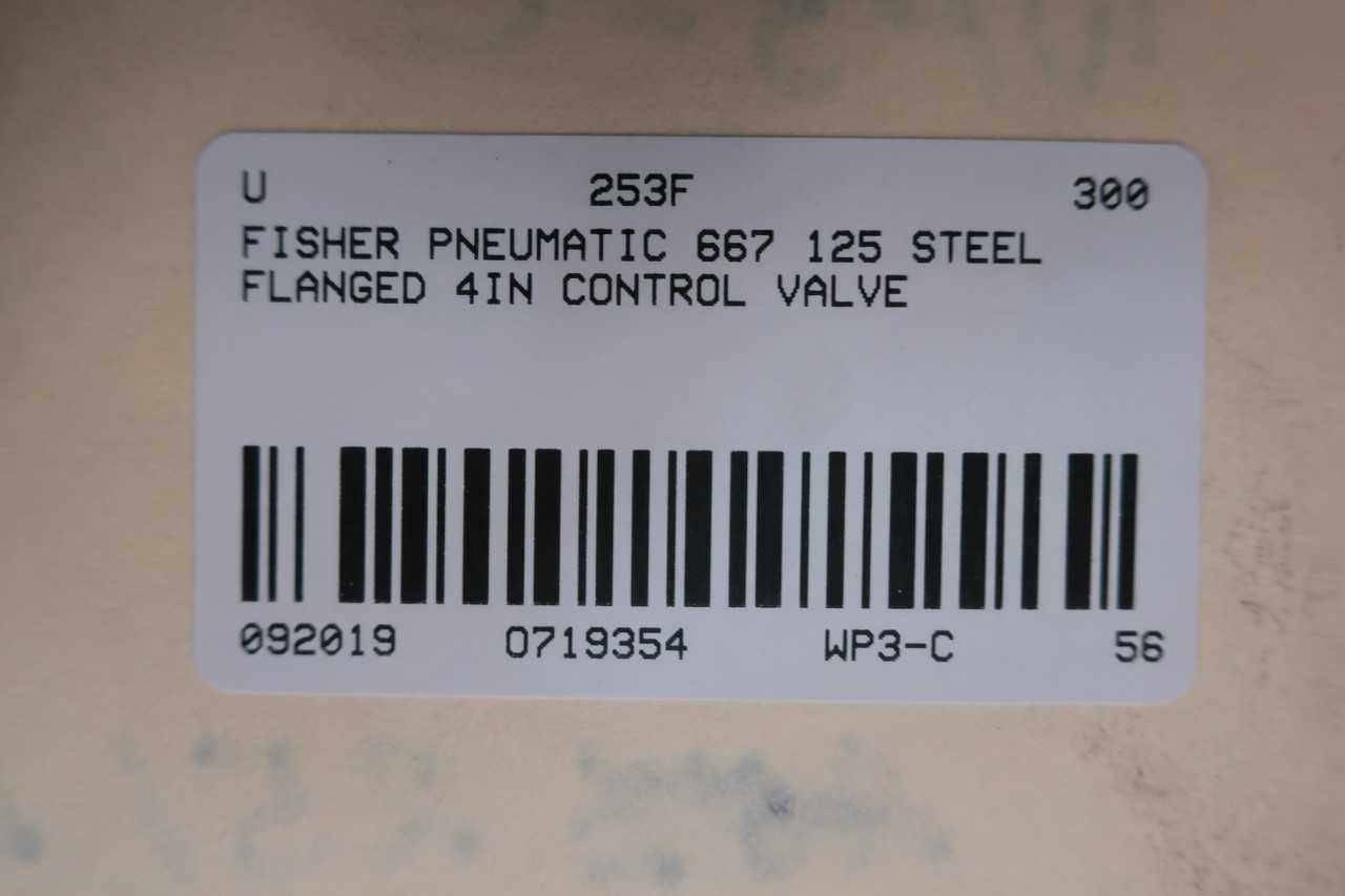 FISHER FT PNEUMATIC 667 125 STEEL FLANGED 4IN CONTROL VALVE - CONTROL VALVE