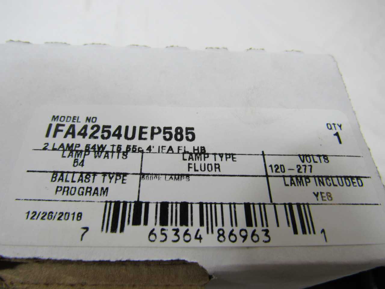 Atlas IFA4254UEP585 Lighting Fixture Fluor 120-277VAC 54 Watts - LIGHTING