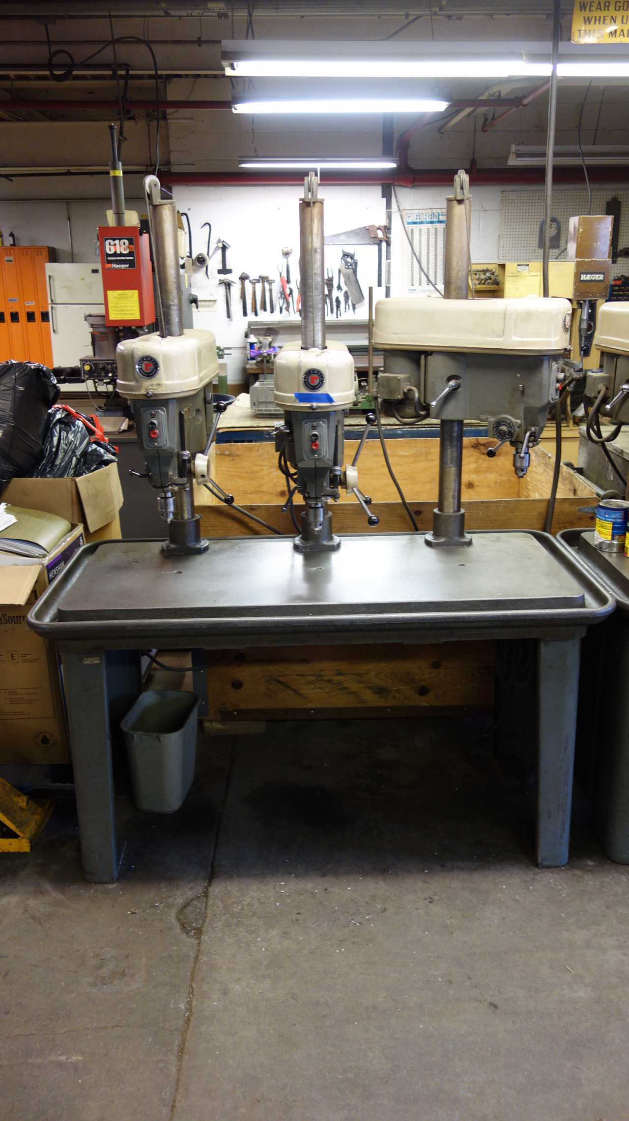 DELTA ROCKWELL 15-665 TRIPLE 15IN DRILL PRESS WORK TABLE STATION, 6 SPEED - UPRIGHT DRILL PRESSES