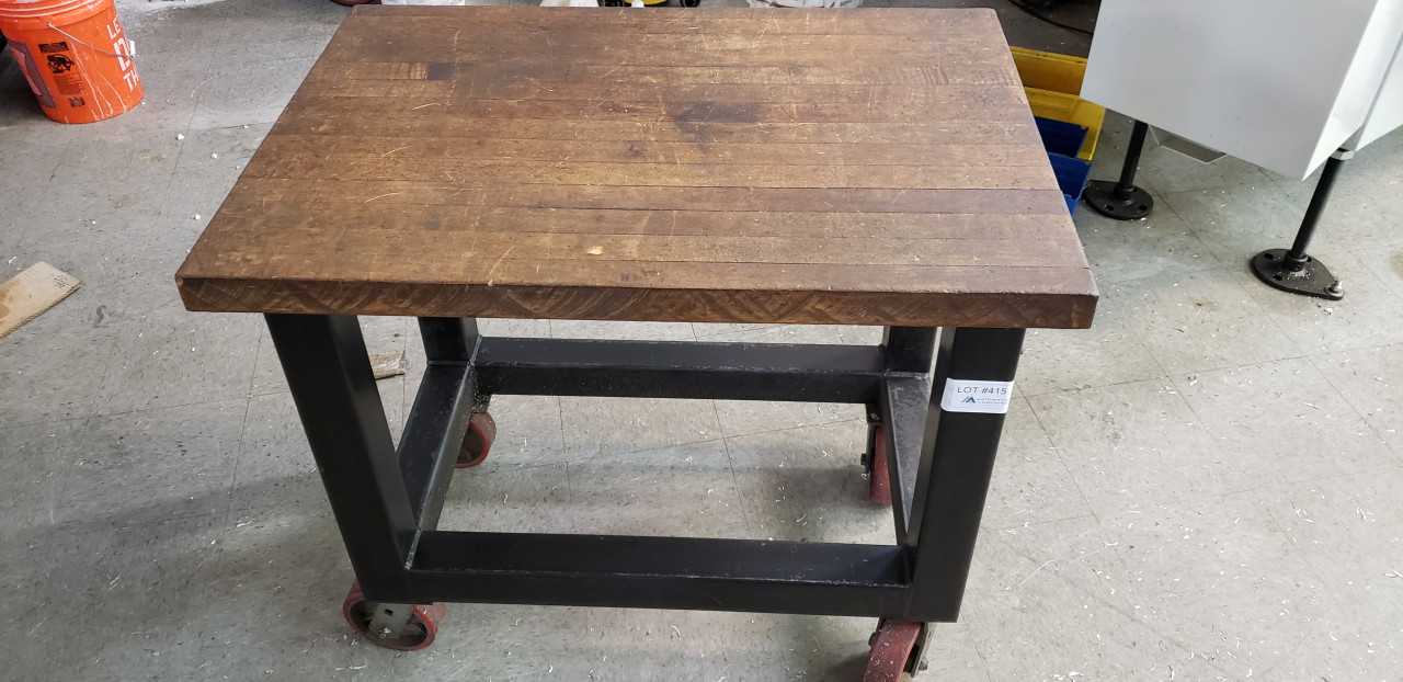 Heavy duty Steel Rolling Cart w/ Wood top 24" x 36" - ROLLING CARTS Heavy duty Steel Rolling Cart w/ Wood top 24" x 36" - ROLLING CARTS