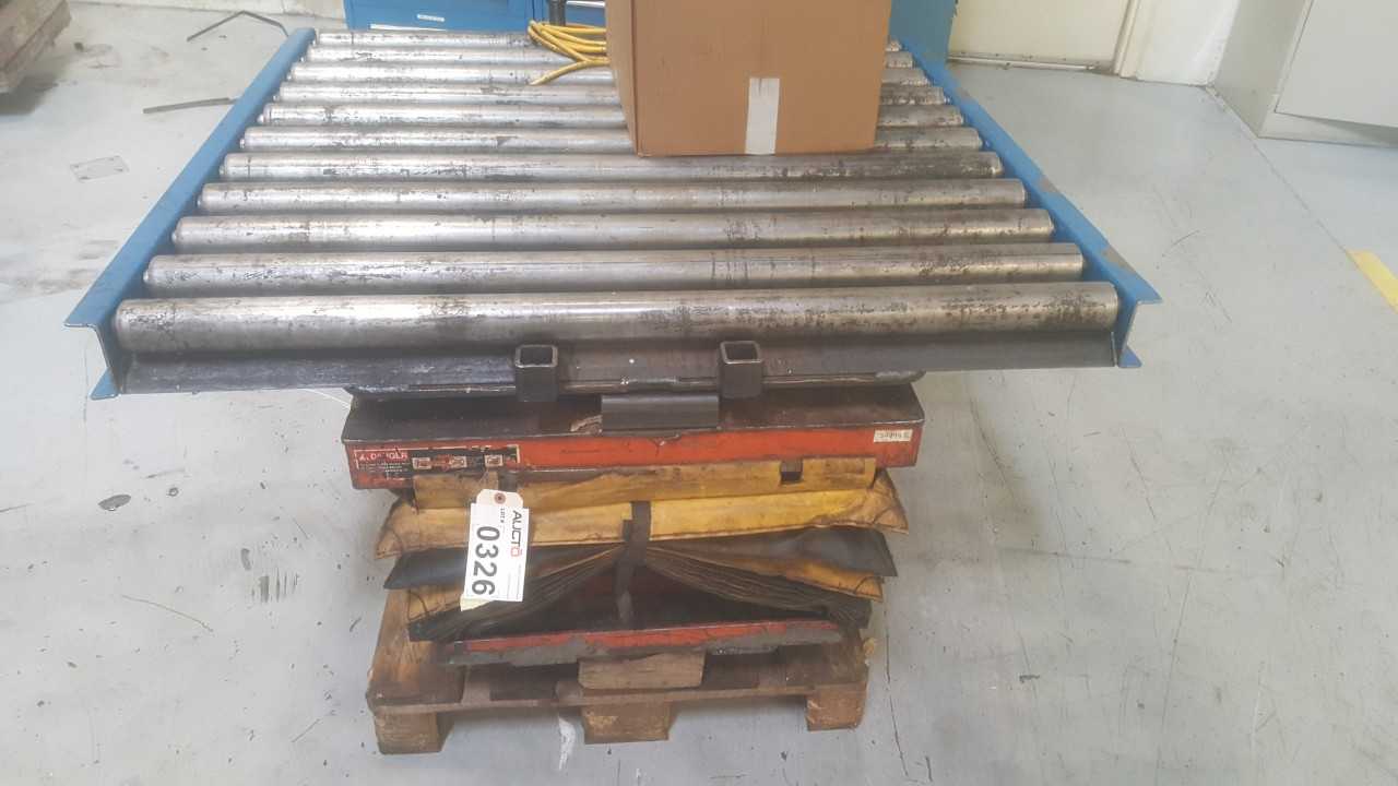 Lee XL36-30-MOD electric scissor lift table with roller conveyor, 3000lb capacity - LIFT CART