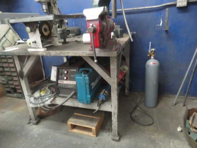 45" X 42" X 35" H steel table, no contents - MISCELLANEOUS