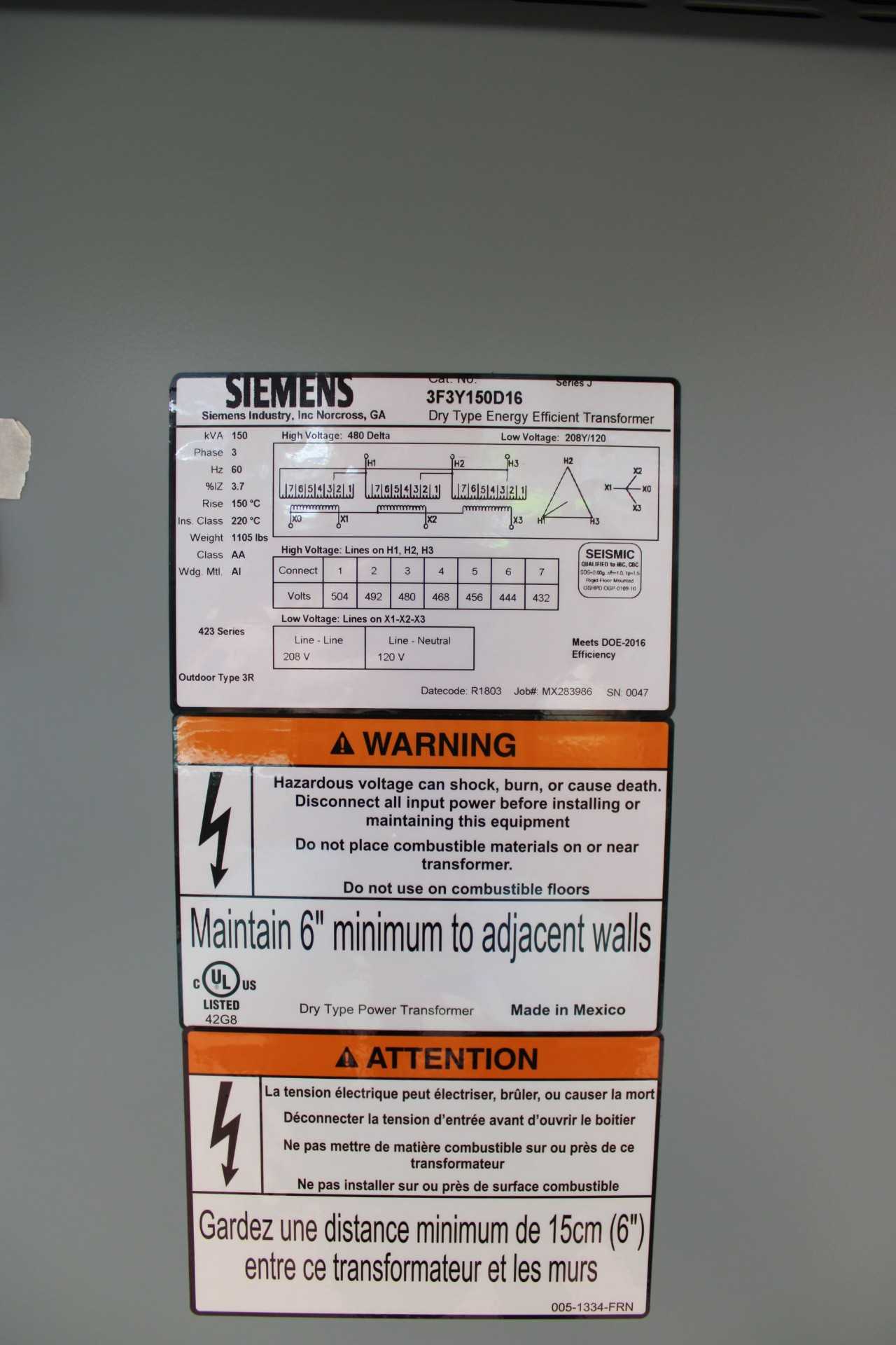 Siemens Dry Type Transformer - CONTROL TRANSFORMERS