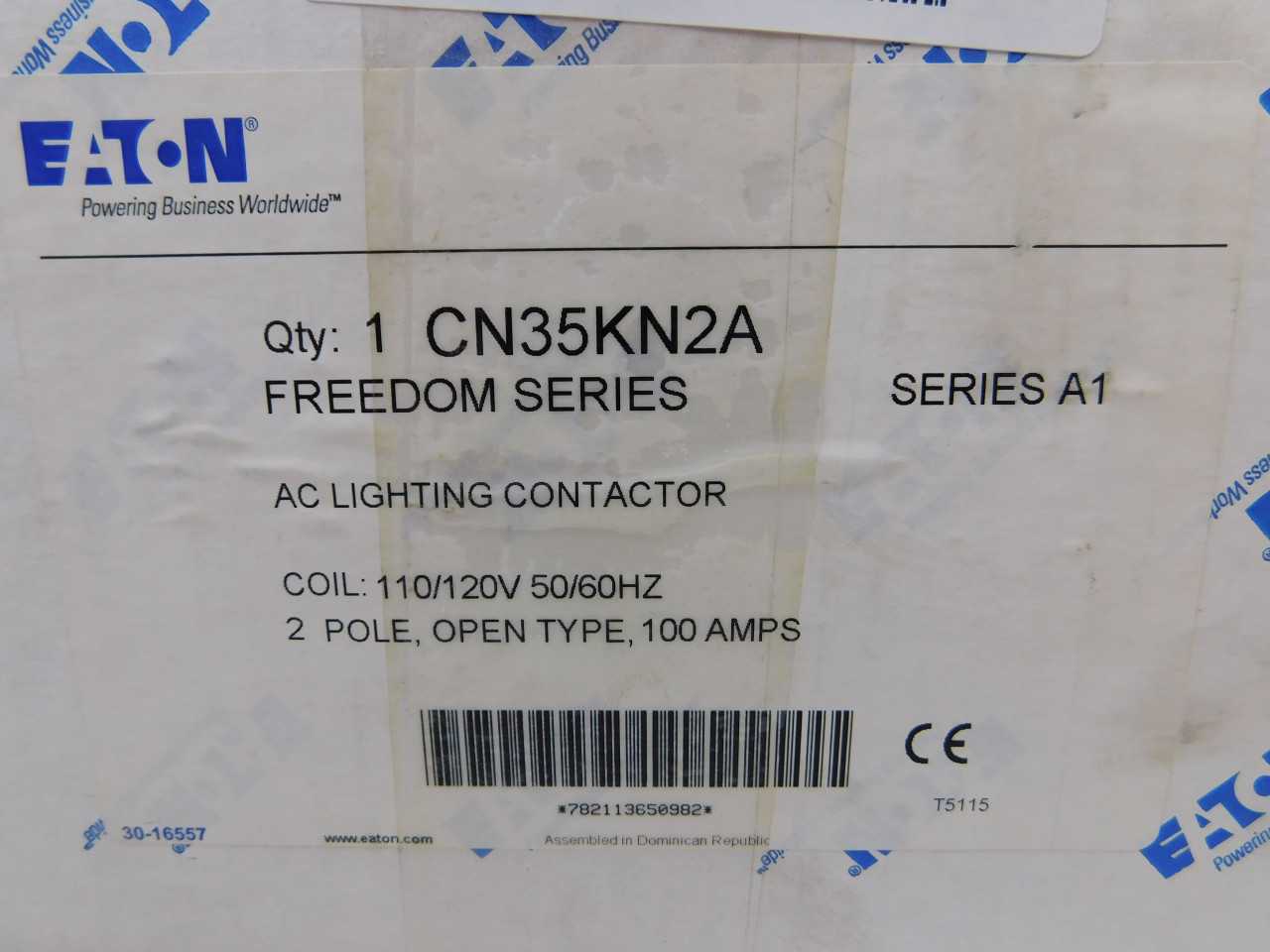 (2) Eaton CN35KN2A Lighting Contactor Open 2P 100A 110/120VAC 50/60Hz - CONTACTORS