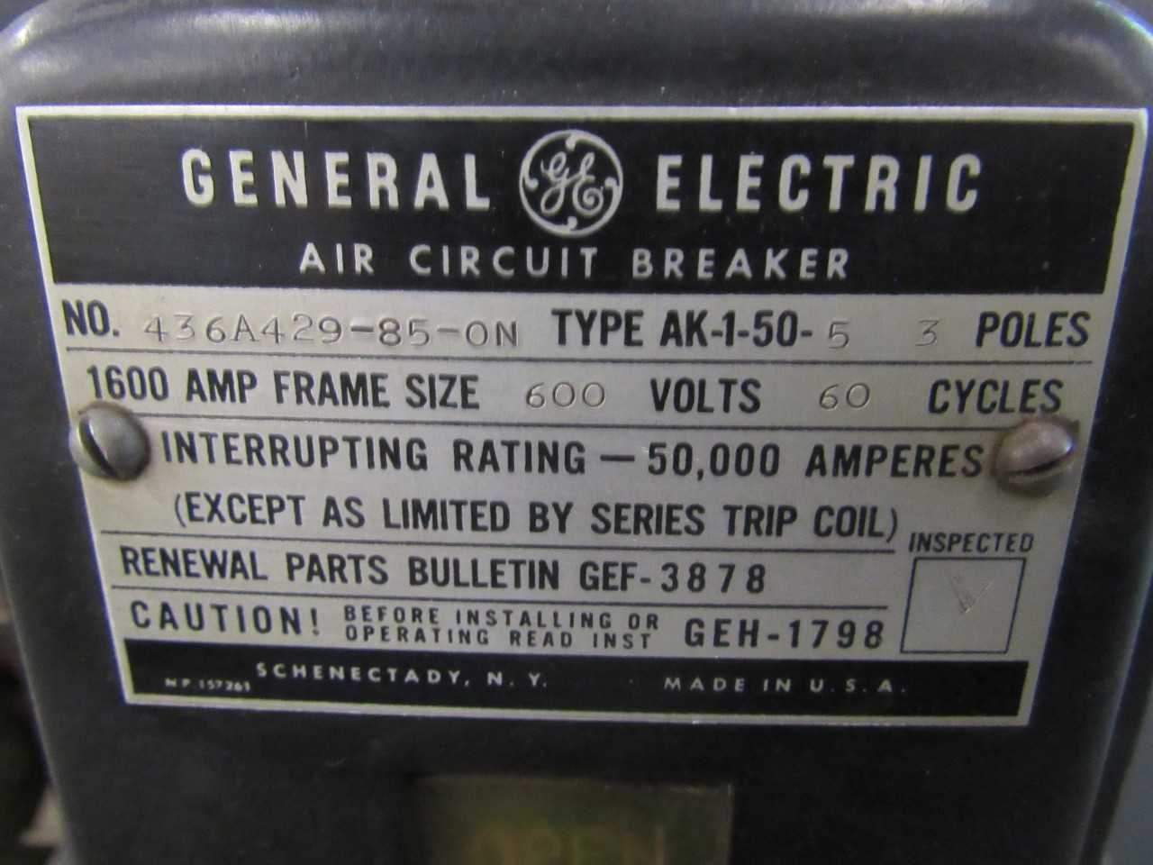 Quantity of 1x 436A429-85-0N Air Circuit Breakers - CIRCUIT BREAKERS