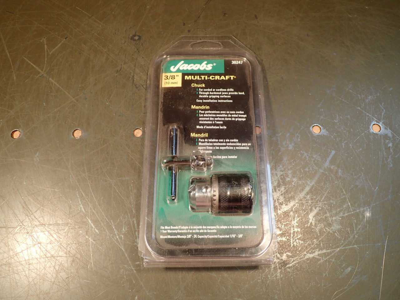Jacobs Multi-Craft 3/8" (10mm) Drill Chuck: 3/8" -24 Threaded Mount w/ Key 30247 - TOOLING FOR LATHE