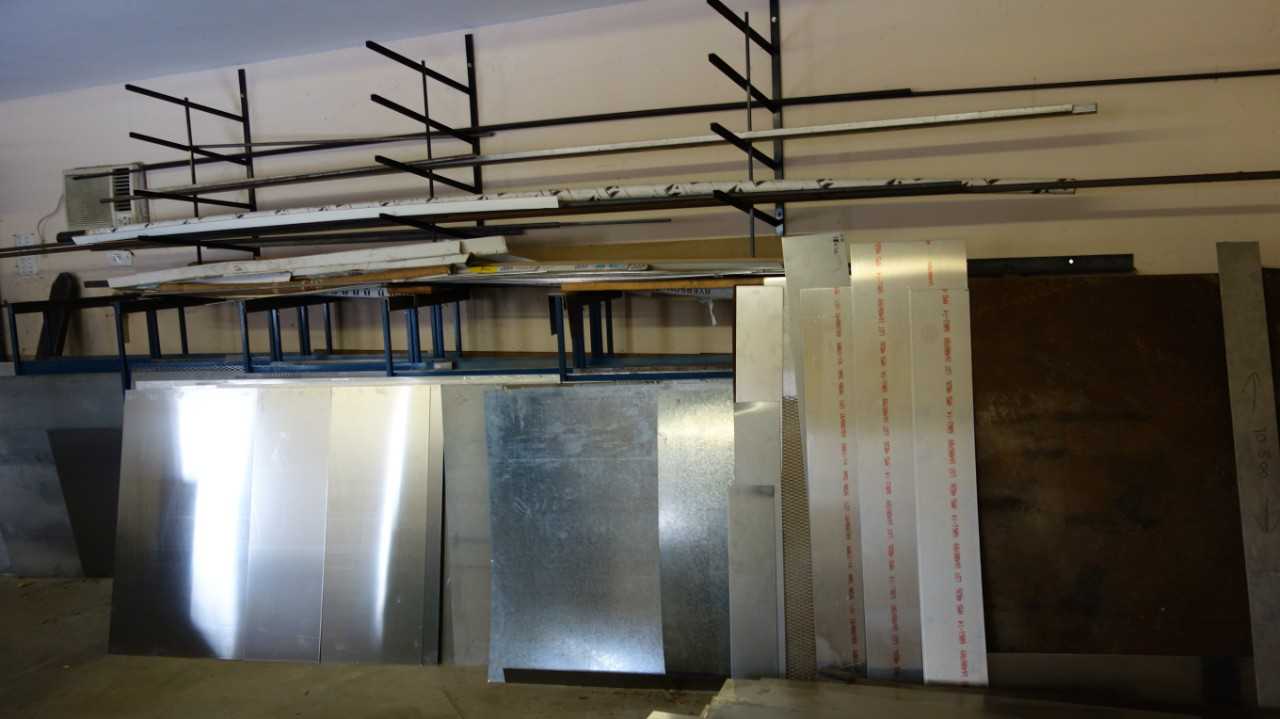 CONTENTS OF RACKING, ASSORTED STAINLESS SHEET METAL, STEEL RODS (ONLY METAL IN RACKS, NOT ON FLOOR) - TUBE LASER CUTTERS