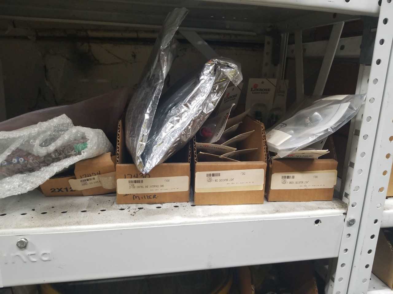 CONTENTS OF 2 SHELVES , MOTOR DRIVE, STROBE, UPS - MISCELLANEOUS
