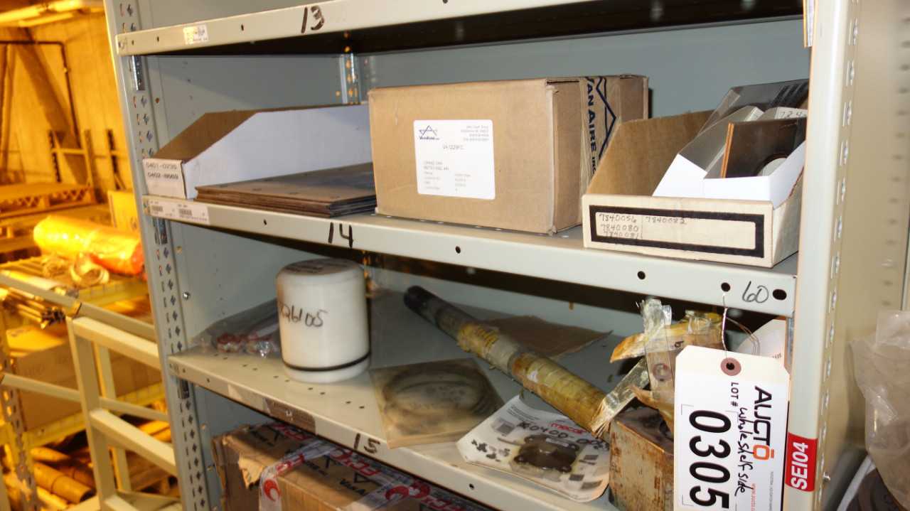 CONTENTS OF 2 SHELF COLUMNS, ASSORTED MRO - SHELVING
