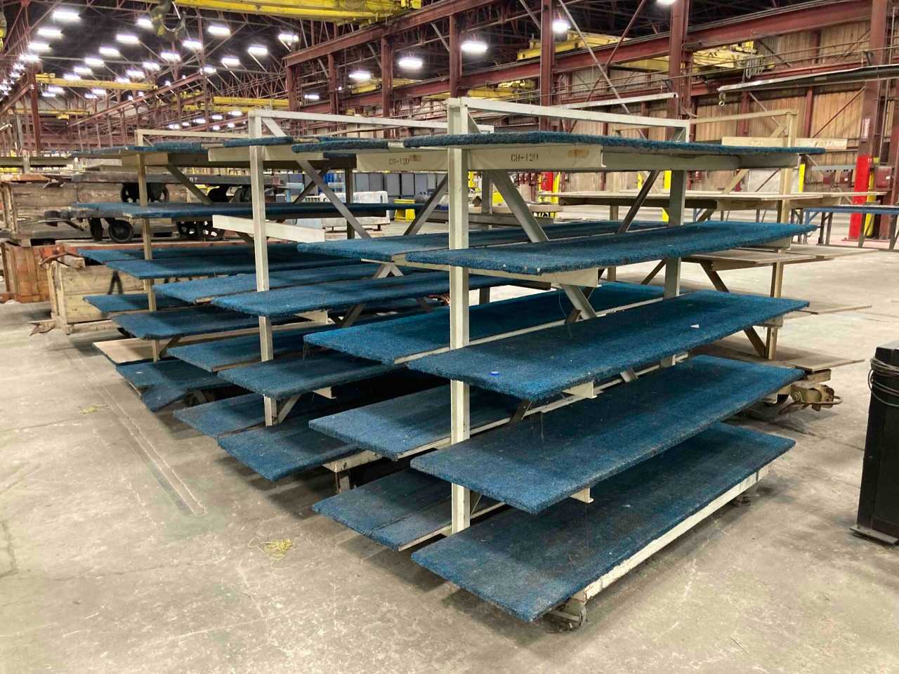 3 blue racks - SHELVING