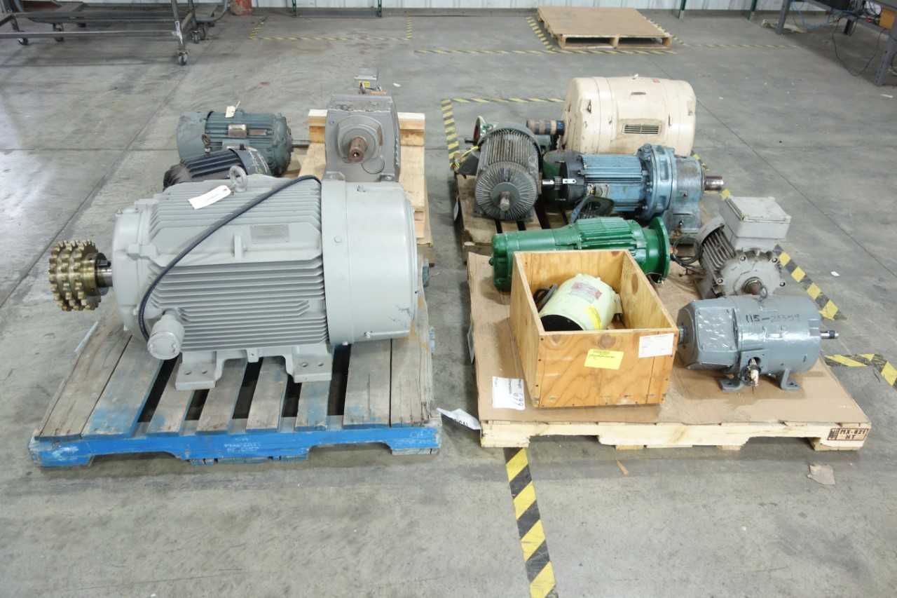 4 PALLETS OF ASSORTED AC/DC ELECTRIC MOTORS - ELECTRIC MOTORS