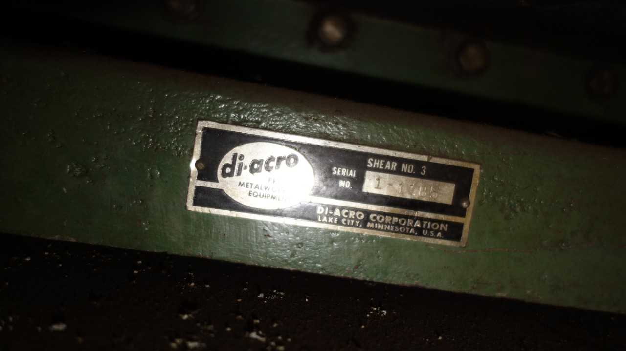DI-ACRO 1-1185 HAND SHEAR - MACHINING ACCESSORIES & TOOLING