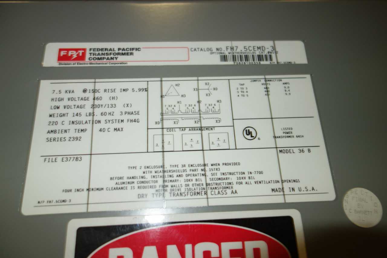 FPT FEDERAL PACIFIC TRANSFOMRER - CIRCUIT BREAKERS