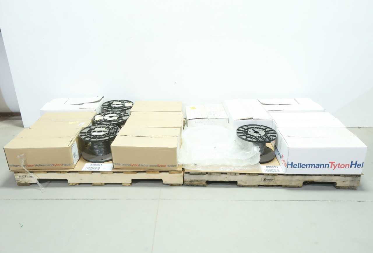 2 PALLETS OF ASSORTED HIGH TEMPERATURE CABLE TIES, HEAT SHRINK TUBING, SPRING REWIND HAND CRANK, LOCATED IN NEW MEXICO - HAND TOOLS