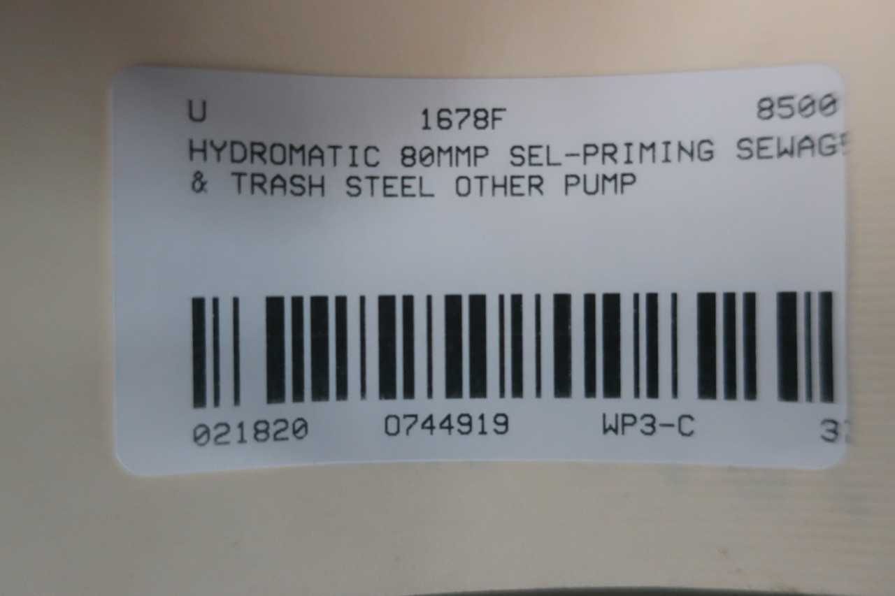 HYDROMATIC 80MMP SEL-PRIMING SEWAGE AND TRASH 8IN 2IN OTHER PUMP - PUMPS
