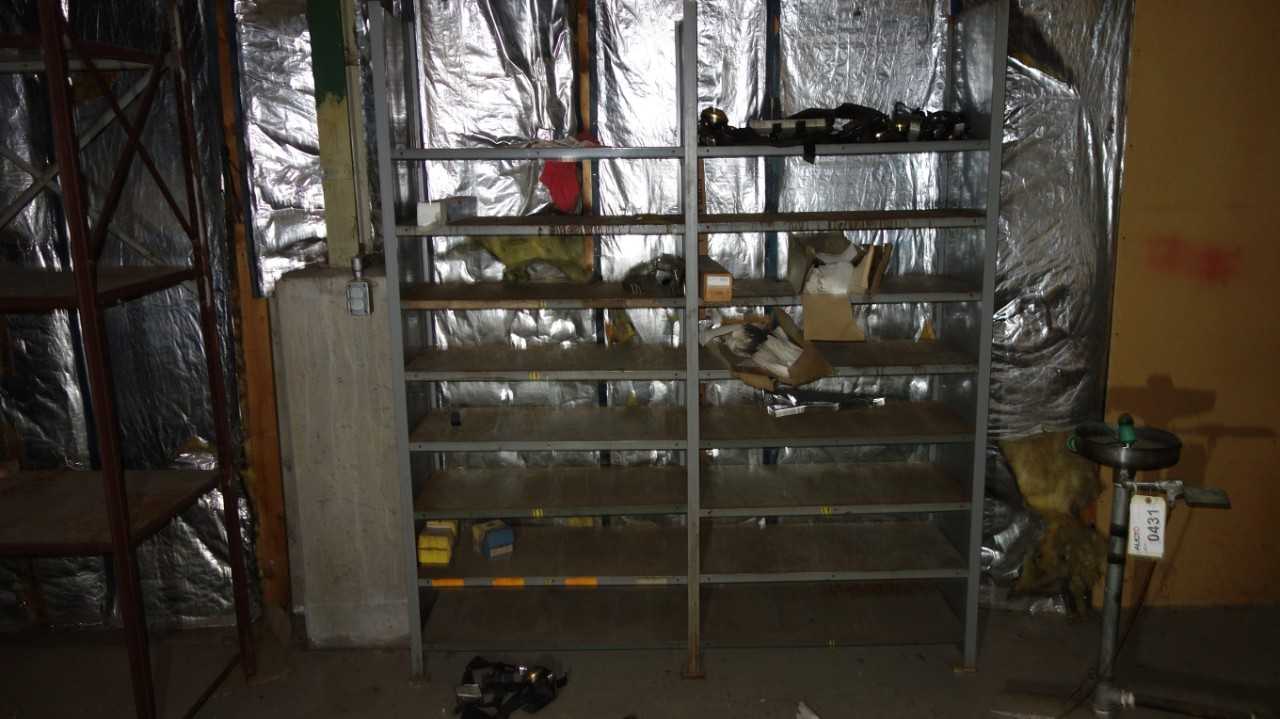 LOT OF 3 ASSORTED SHELVING WITH CONTENTS - SHELVING
