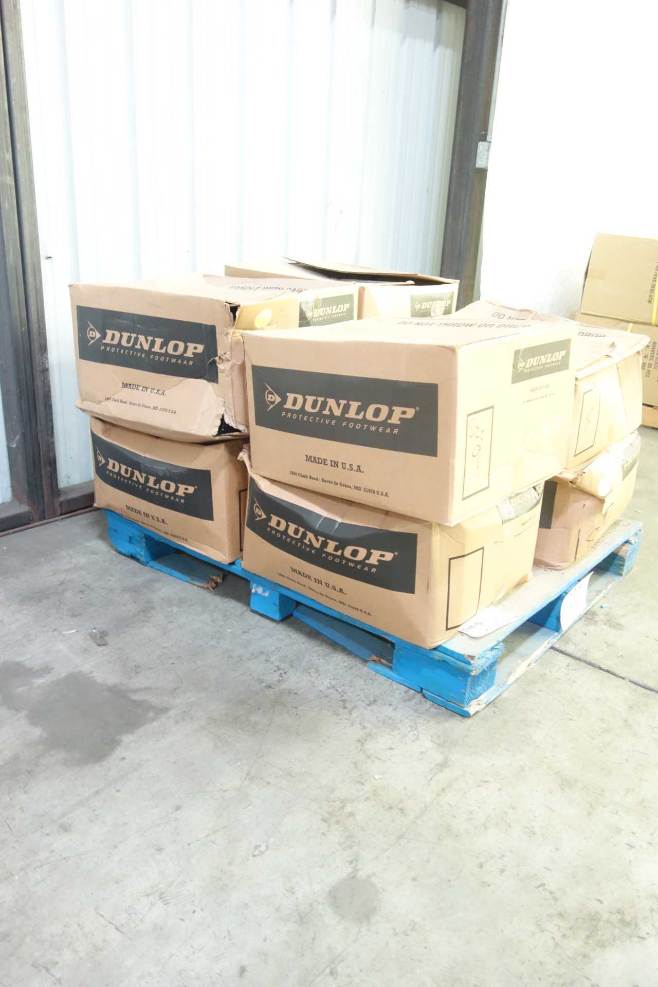 LOT OF 8 BOXES OF DUNLOP STEEL TOE RUBBER BOOTS - LIGHTING